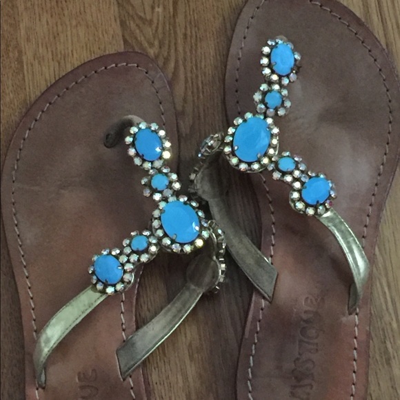 💔💔SOLD Ocean Turquoise Blue Mystique Sandals - Picture 6 of 8